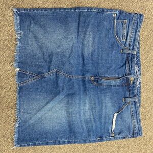 Universal Thread Blue Denim Mini Skirt with Frayed Hem